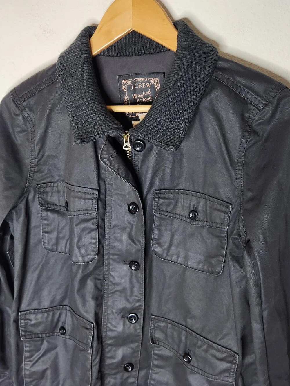 J. Crew Womens Medium Black Washed Age Utiliy Jacket Moto